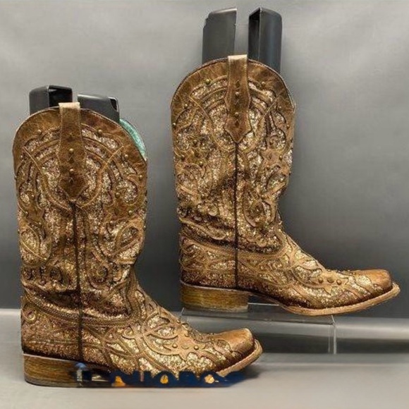 Corral Shoes - Corral Orix Glittered Inlay w/Studs Square Toe  Size 11.5